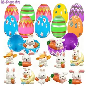 Easter Egg Fillings 12-Piece Set – Fun Party Favors, Kids Gift Bags, Bunny DIY Stickers, and Easter Egg Hunt Supplies, Perfect Easter Gift