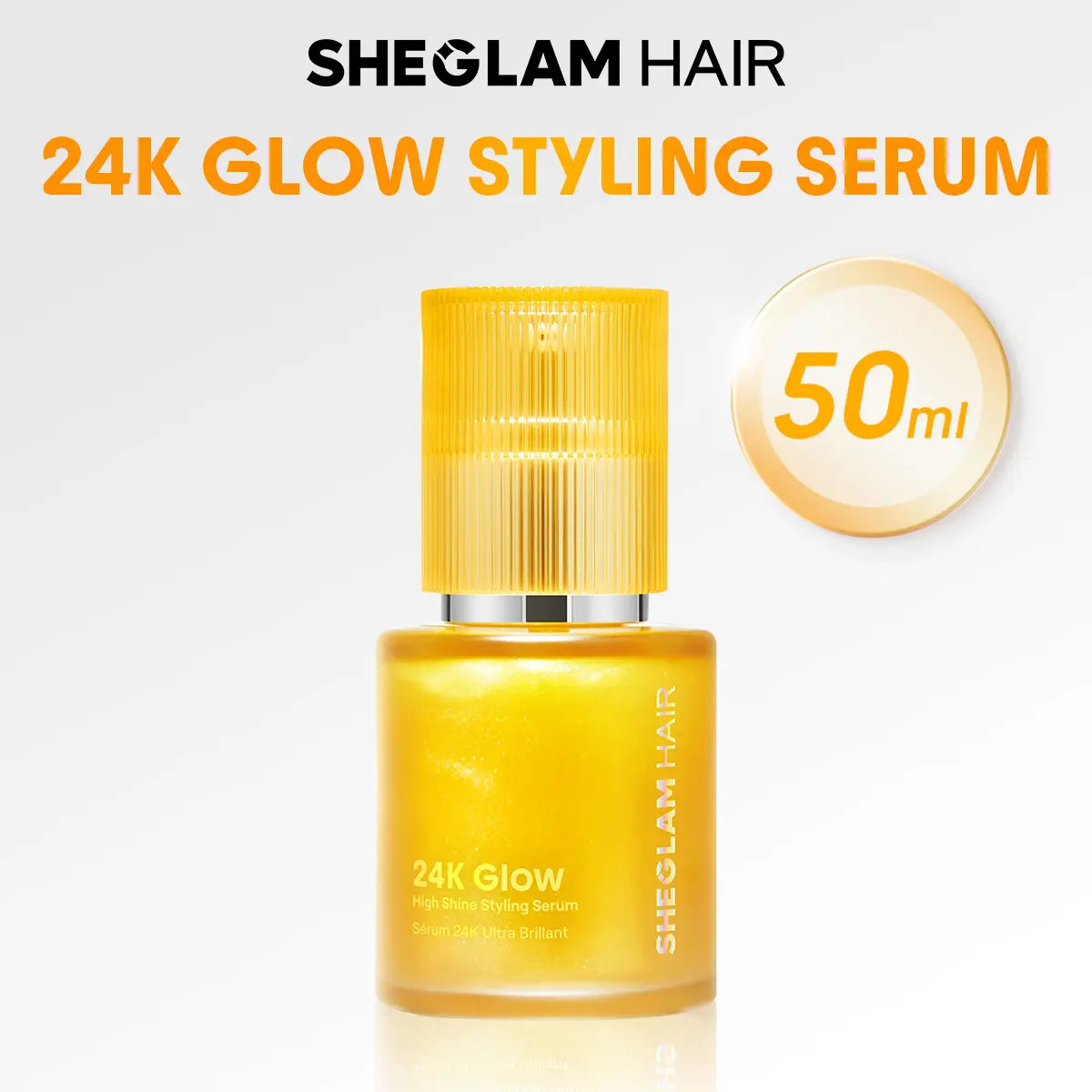SHEGLAM HAIR 24K Glow High Shine Styling Serum -50ml/1.69 FlOz | Hair Care Daily Essential Serum | Less Frizz | Light As Air Gloss As Gold | High Temp Protection Repair Essence | All Hair Types #curly hair products #hair care #hair oil #hair products