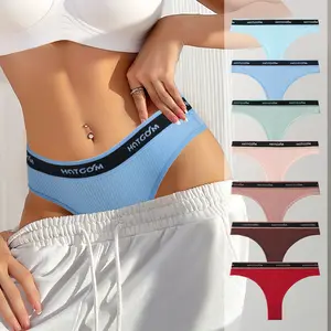 HOTCOM Women's High Elastic Thongs Fashion Letter Design, Soft Skin-Friendly Fabric, Comfortable Everyday Wear, Valentine's Day Gift