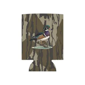 Wood Duck Can Cooler | Camo Beverage Koozie, Hunting Outdoors