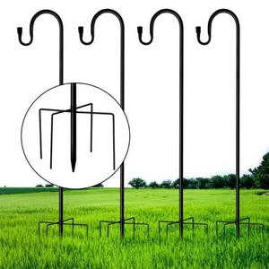 Shepherd Hook Four Foot Lawn and Garden Pole Hook High-Quality Metal for Ground Decoration Wind Chimes Windchimes Durable Strength Outdoor