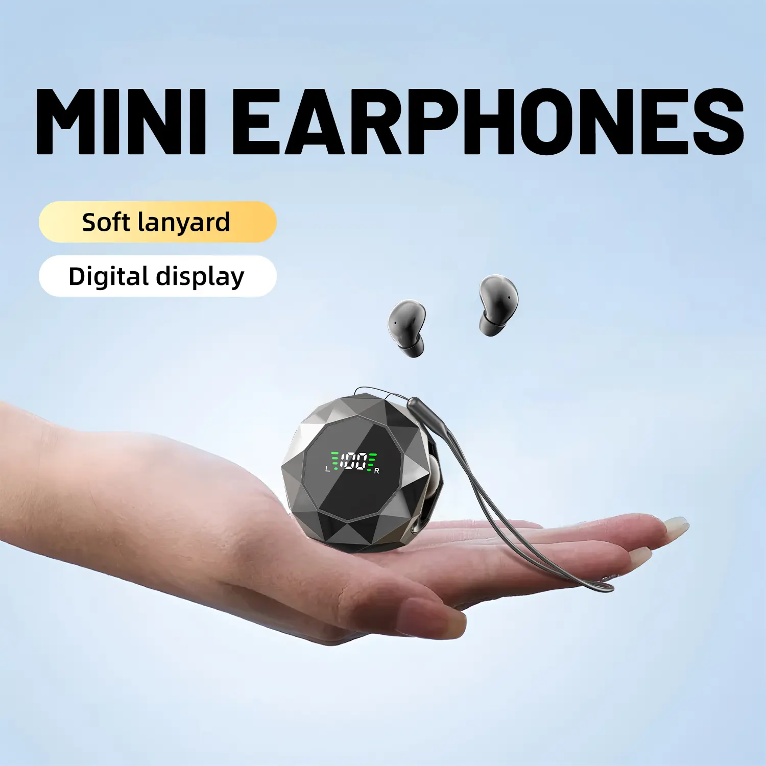 INSONIXN wireless Bluetooth 6.0 in-ear sleep earbuds, designed for side sleepers, deep noise reduction, comfortable all-night deep sleep, ultra-mini invisible design, immersive sound effects, includes a drop-proof lanyard and a charging case with digital
