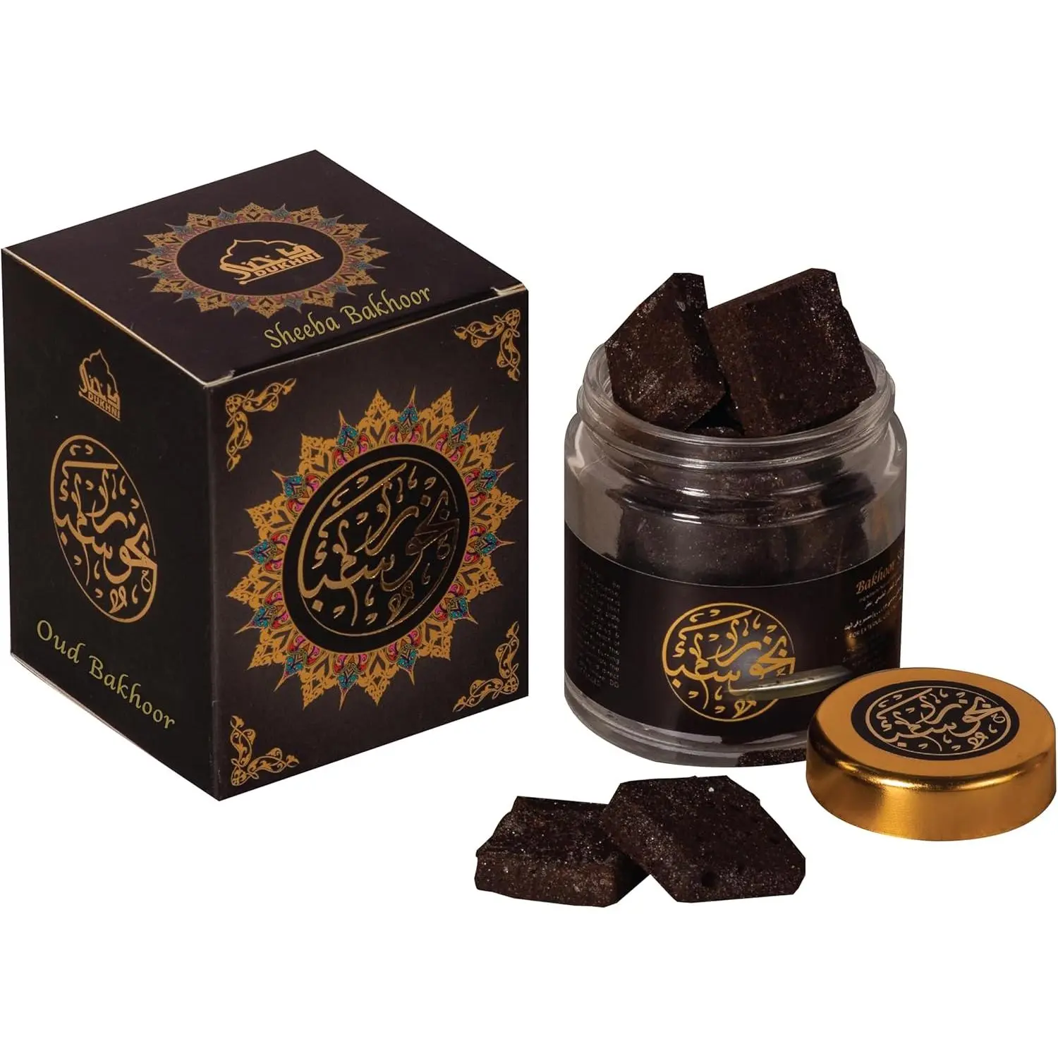 Dukhni Bakhoor Sheeba - 40g Jar Scented Yemeni Woody Incense with Blueberry Scent, Arabic Oudh Fragrance, Charcoal-Ready for Casual Everyday Home Fragrance Supply