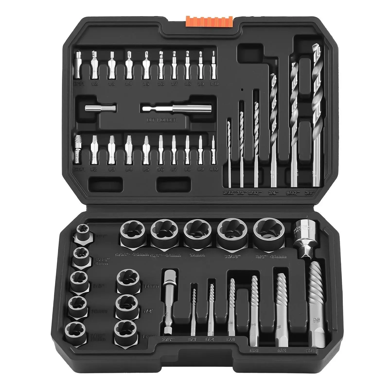 VEVOR 49-Piece Cr-Mo Steel Screw Extractor Set - Laser Etched, 10+13 Extractor Mix, Drill Bits, Adapters, Fast Size ID, Rounded Bolt Rescue for Broken Bolts, DIY Maintenance, Solid Storage Case (Father's Day Gift)