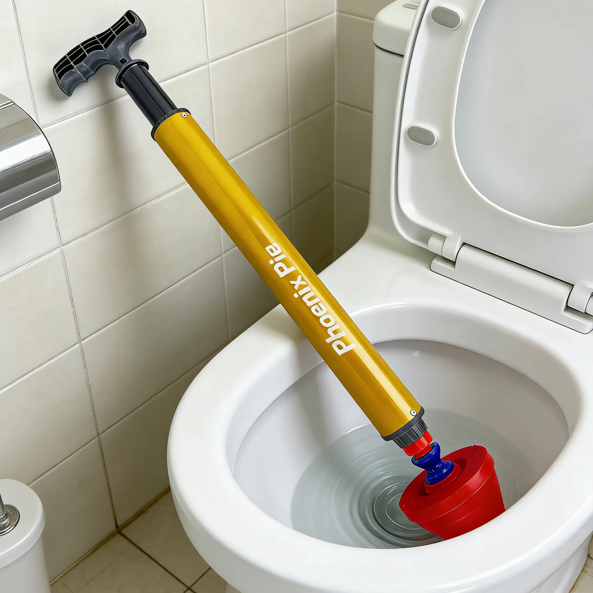 High Pressure Pneumatic Toilet Plunger with Stainless Steel Components & Flexible Rubber Seal for Fast Unclogging of Bathroom Sink Shower Drainages