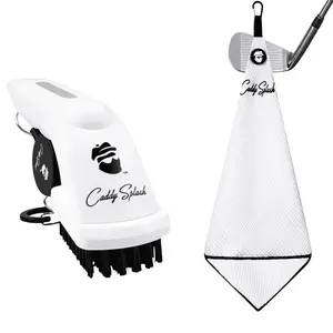 Ice White Golf Pocket Mag Towel + Golf Club Water Brush Pro Bundle