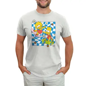 Men's The Simpsons Lisa And Bart Flower Skating T-Shirt