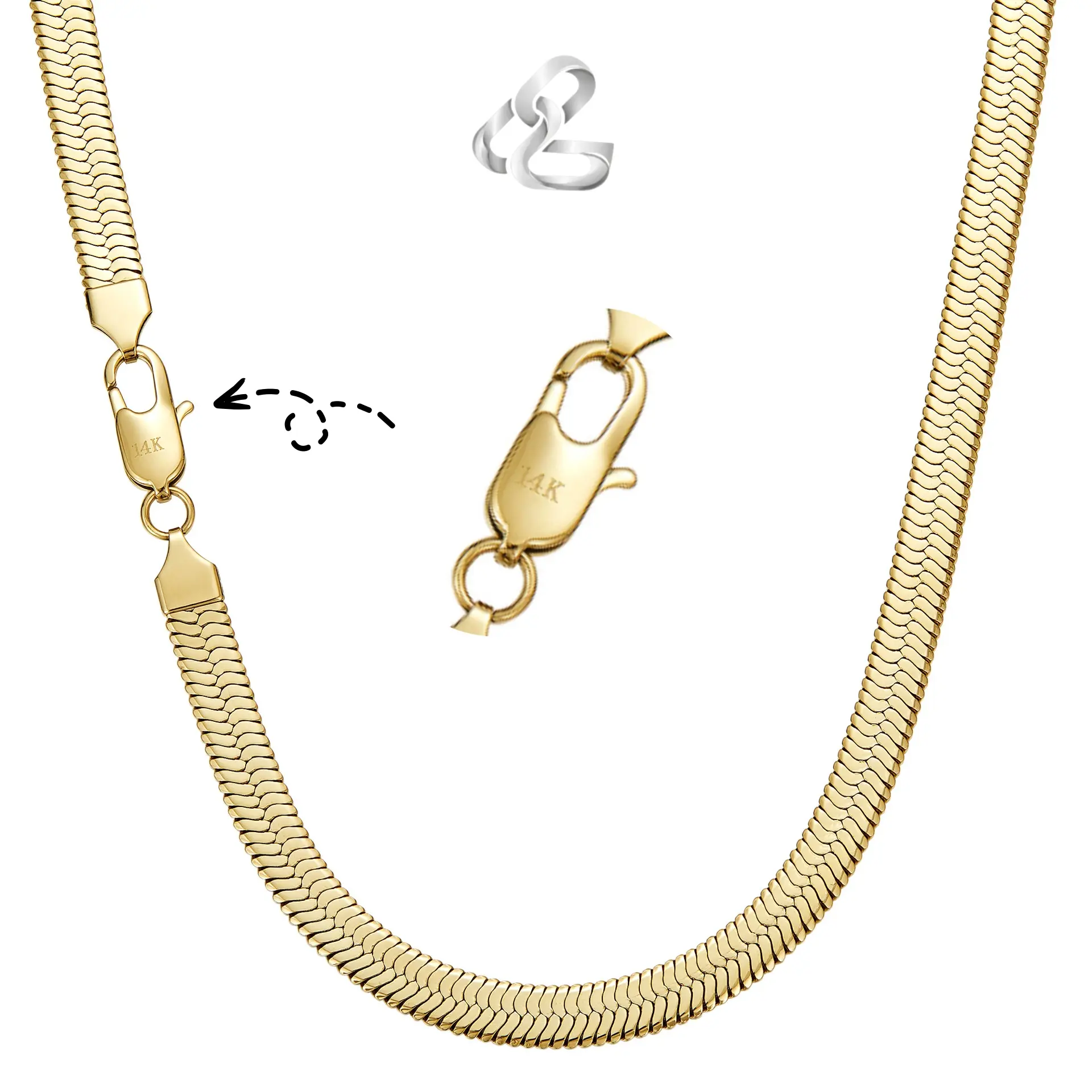 14K Gold Plated Flat Snake  Necklace • Minimalist for Women • Titanium Steel Hypoallergenic • Light Luxury Versatile Clavicle Jewelry Gold Pendant y2k accessories