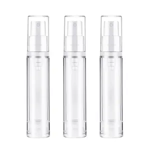3pcs Empty Airless Pump Bottle Refillable Clear Travel Lotion Containers Vacuum Cosmetic Container Press Bottles for DIY Foundation, Gel, Essence, Lotion, Moisturiser (10Ml), 3.0 Count