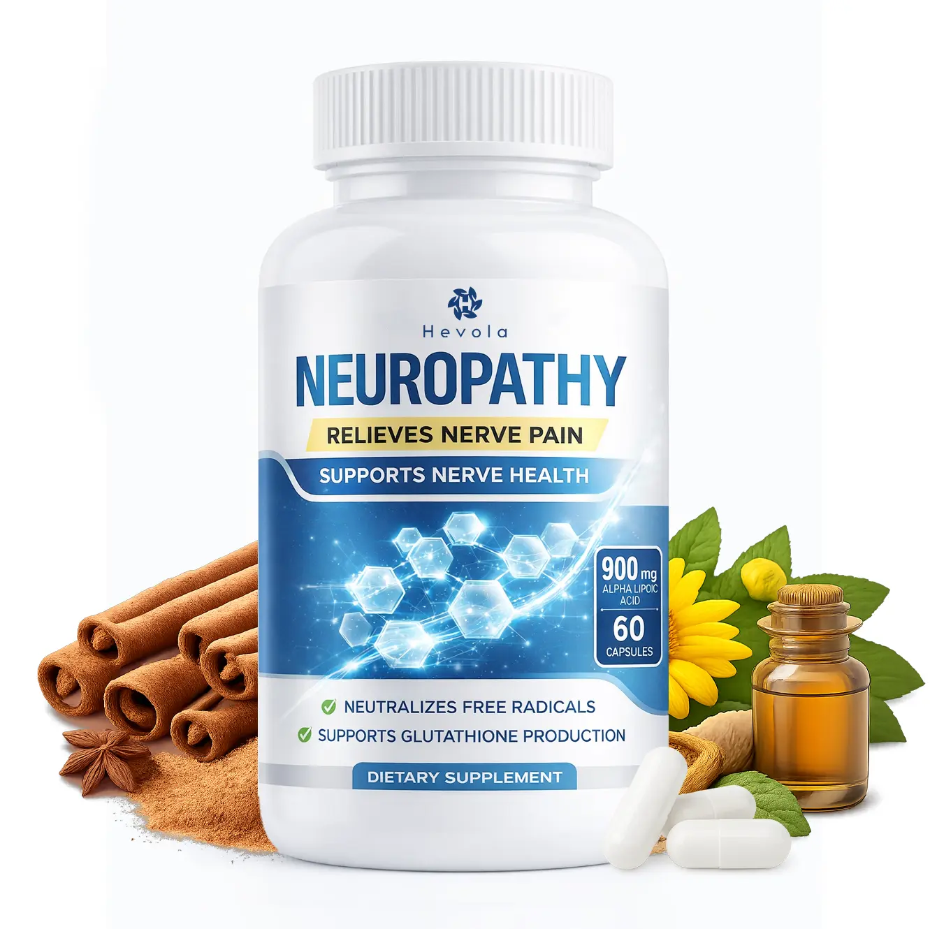 Nerve Savior Dietary Supplement with 900mg Alpha Lipoic Acid, Benfotiamine & Vitamin B12, 60 Capsules - Vitamin-Infused Formula Relieves Discomfort, Targets Feet, Hands, Legs, Back, Neck