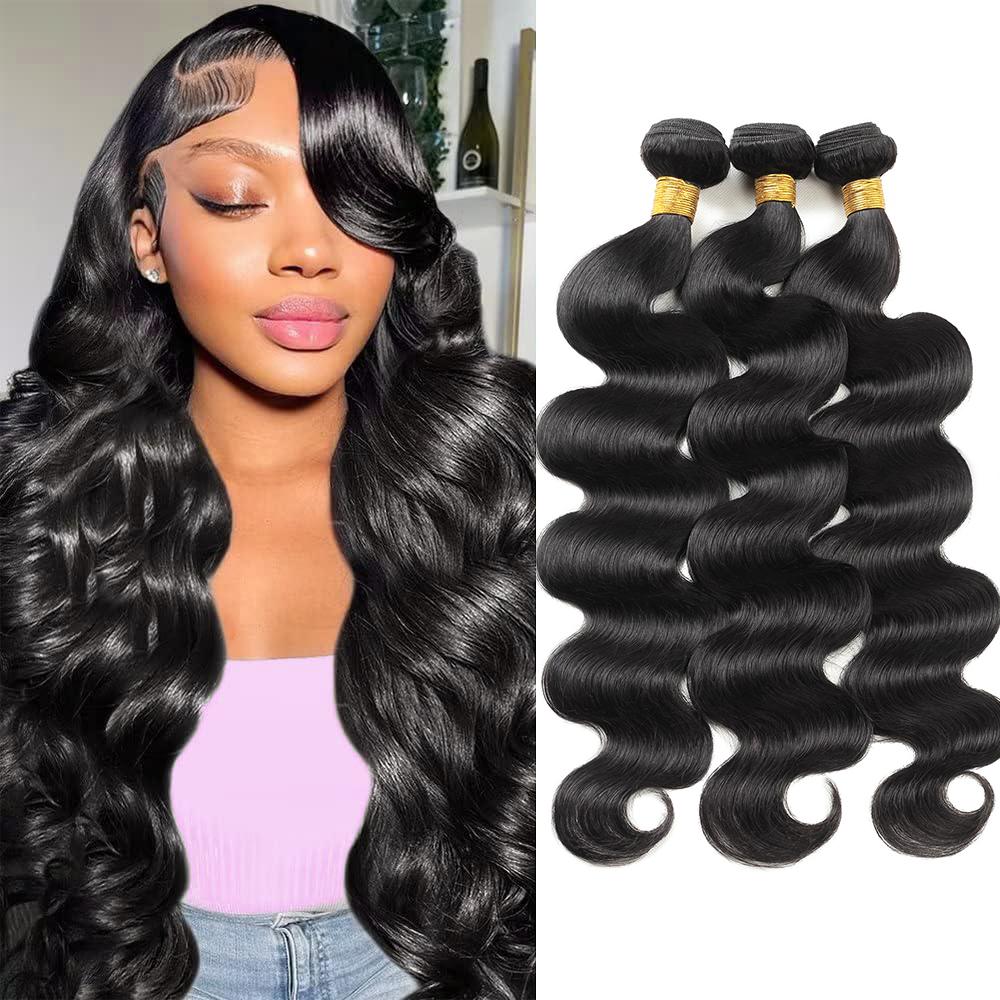 Body Wave Bundles Human Hair Weave 3 4 Bundles Brazilian Virgin hair Bundles 30inches Quick Weave Sew in 4×4 Lace Closure 2×6 Closure
