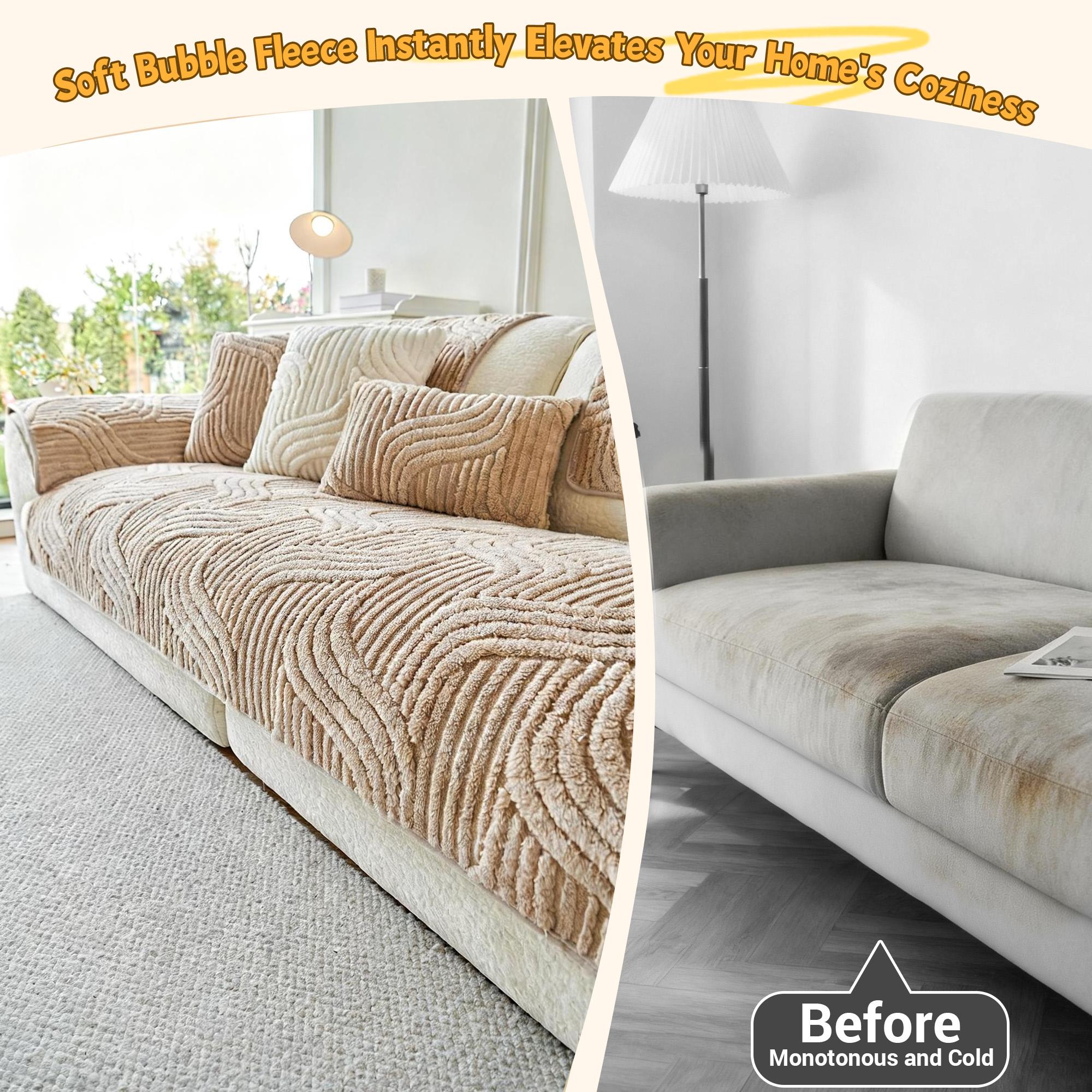 Raybee 1 Count Jacquard Solid Color Sofa Cover for 1-4 Seat, Anti-Slip & Anti-Scratch Bench Couch Cover, Ultra-Soft Sofa Towel Protector, Dust Prooof Sofa Mat, Machina Washable, Living Room Decor Improvement for Hotel, Dormitory, Gifts