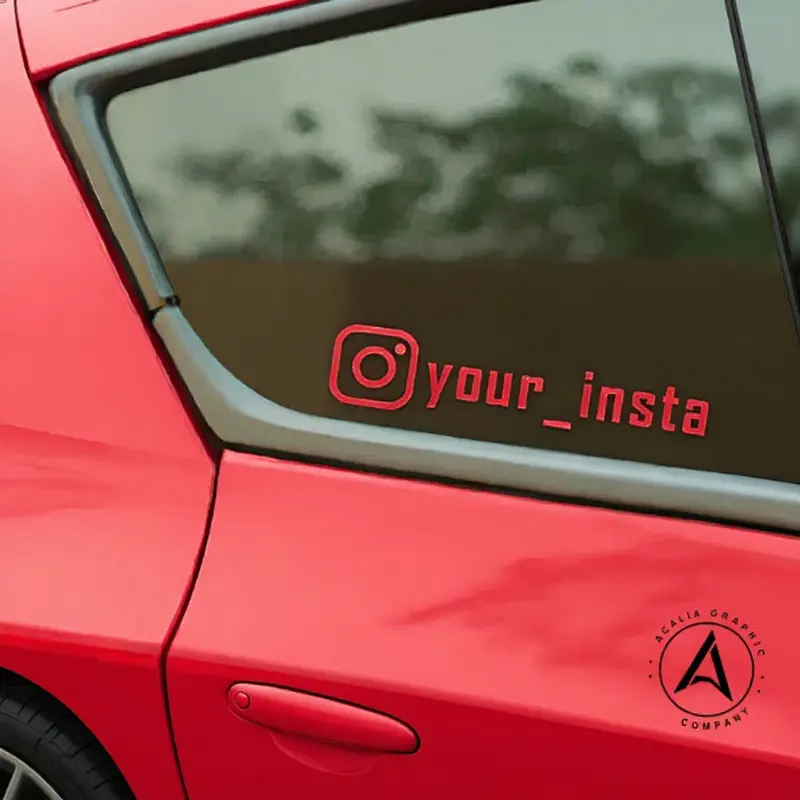 2x Personalized Instagram Sticker Vinyl Decal Customizable IG Username JDM Design for Car Windows Vehicle Exterior Decoration Waterproof Oracal Vinyl 1.5" x 9"