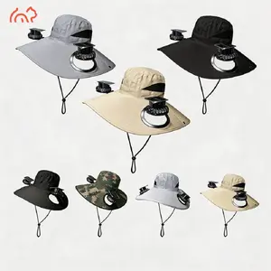Outdoor camping sun hat with 2 fans, suitable for both men and women fishing hat, summer hat, fan hat, suitable for men and women gardening, beach, travel, camping, sports