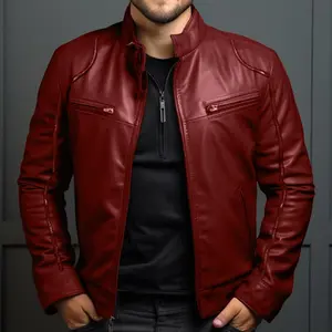 Fashion Autumn Winter Men's Leather Jacket Plus Size Fashion Slim Fit Leather Jacket Coat