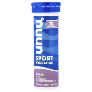Nuun Sport Hydration, Effervescent Electrolyte Drink Tablets, Grape, 10 Tablets
