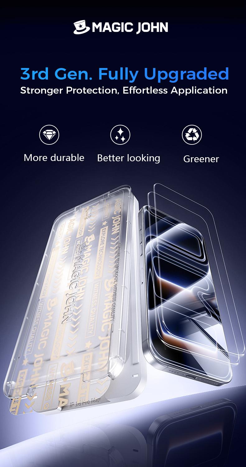 MAGIC JOHN Premium Upgraded Privacy Screen Protector Dustproof Bubble-Free Design Ultra-Clear for iPhone & Samsung