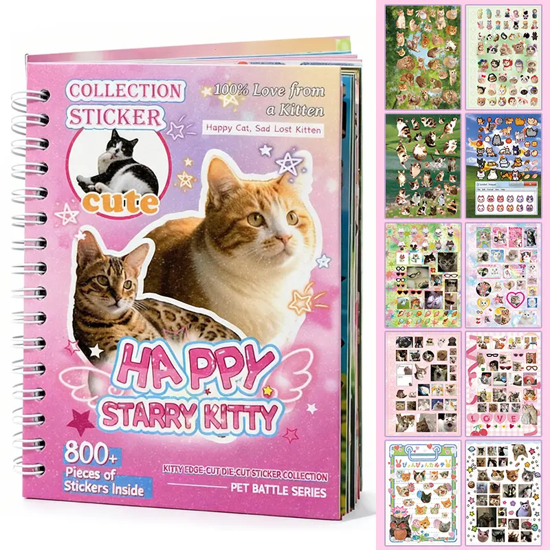 800PCS Kawaii Cute Animal Cartoon Pet Sticker Book, Office Stationery Peel Stick Mini Cute Animal Labels & Stickers, Scrapbooking Set for Planners, DIY Crafts, Cute Stickers