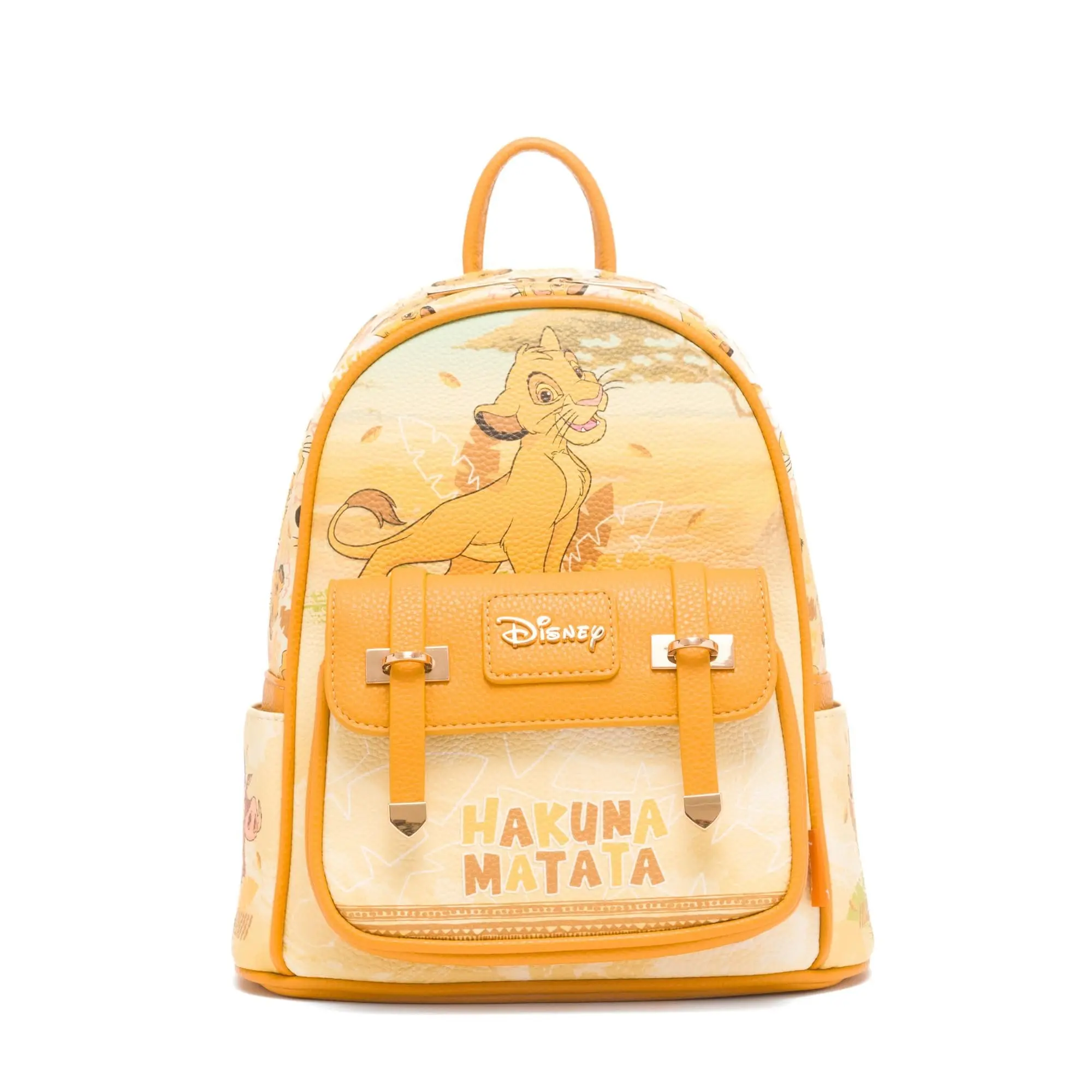 Lion King Simba Mini Backpack | Limited Edition Vegan Leather Bag with Hakuna Matata Print and Top Carry Handle