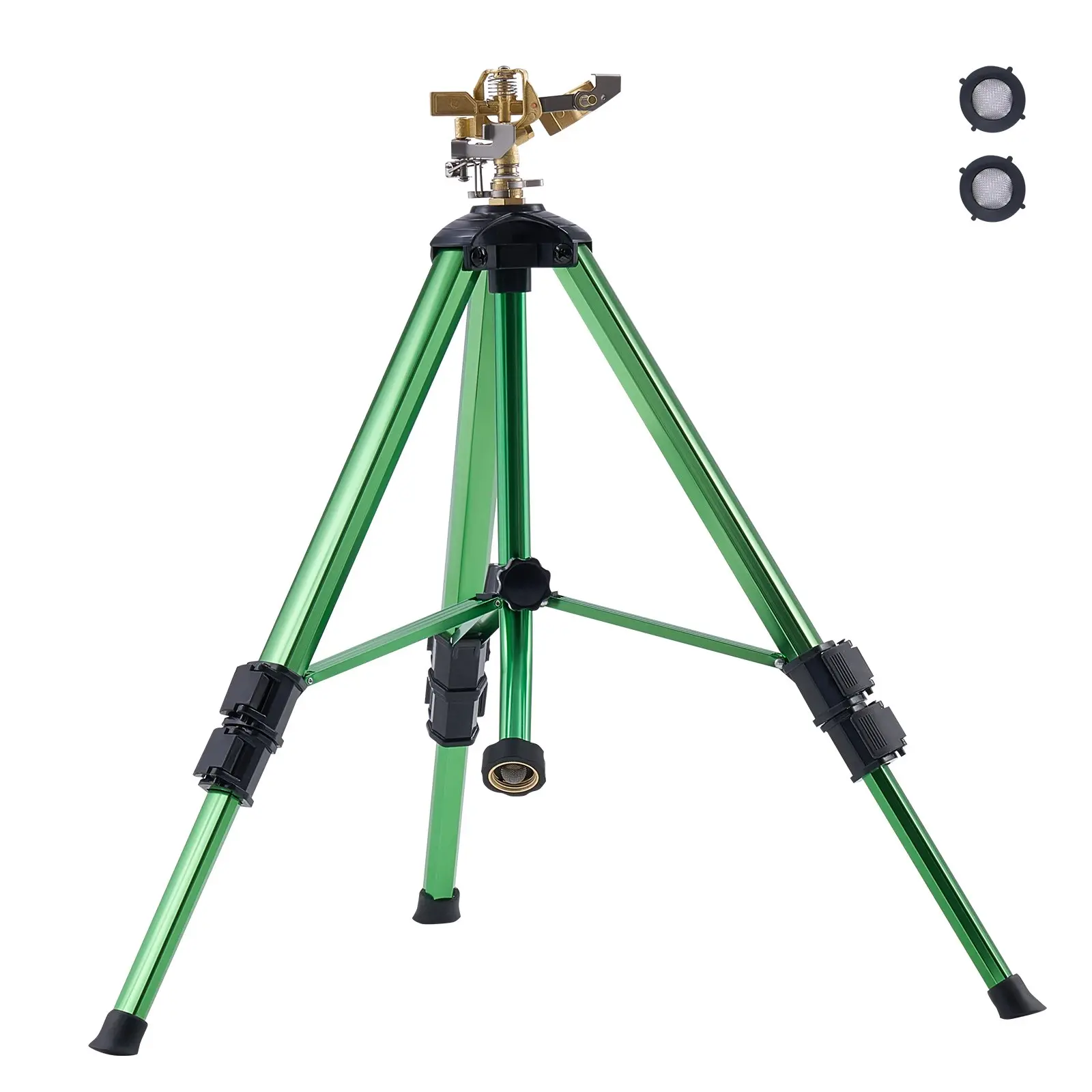 【Summerfinds】VEVOR Impact Sprinkler on Tripod Base Heavy Duty Tripod Sprinklers with Brass Head & 3/4" Connector360 Degree Large Area Coverage Irrigation SprinklerAdjustable Heights Sprinkler for Yard Green,campingessentials,outdoorfurnitureset,camping