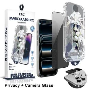 Privacy Screen Protector + Camera Lens Protector Set – 5-Layer Anti-Shatter Glass, Crystal Clear, Scratch-Resistant, Ultra-Smooth Touch, Privacy Protection, Circular Polarized Eye Protection, Easy Installation