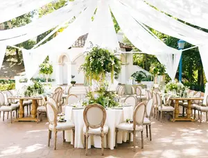 FANI 4 Panels Ceiling Drapes for Weddings - Sheer Gauze Cheesecloth Fabric - Soft Arch Wedding Ceiling Decoration for Party Ceremony Event Christmas - Easy Hanging Draping Fabric - Premium Polyester - White Ceiling Drapes - Decorating