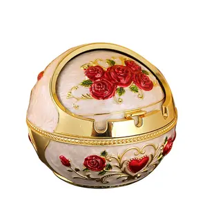 【Retro Decoration】Vintage Ball Shaped Ashtray-Exquisite Sliding Windproof Lid-Elegant Home & Office Decor Accent-Metal Spherical Smoking Accessory #VintageDecor #HomeDecor #OfficeDecor