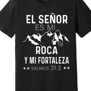 ❤ Spanish Christian T-Shirt Scripture, Spanish Christian Premium T-Shirt 589799   Fun Men'S Short Sleeve Pattern T-Shirt Collection, Black TT2 Crewneck  Menswear Top