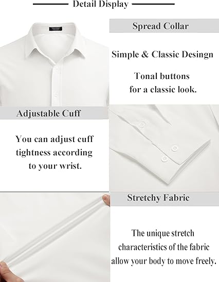 COOFANDY Fall Outfits  Thin Men's Shirt Wrinkle Free Dress Shirt Long Sleeve Button Menswear Stylish Casual