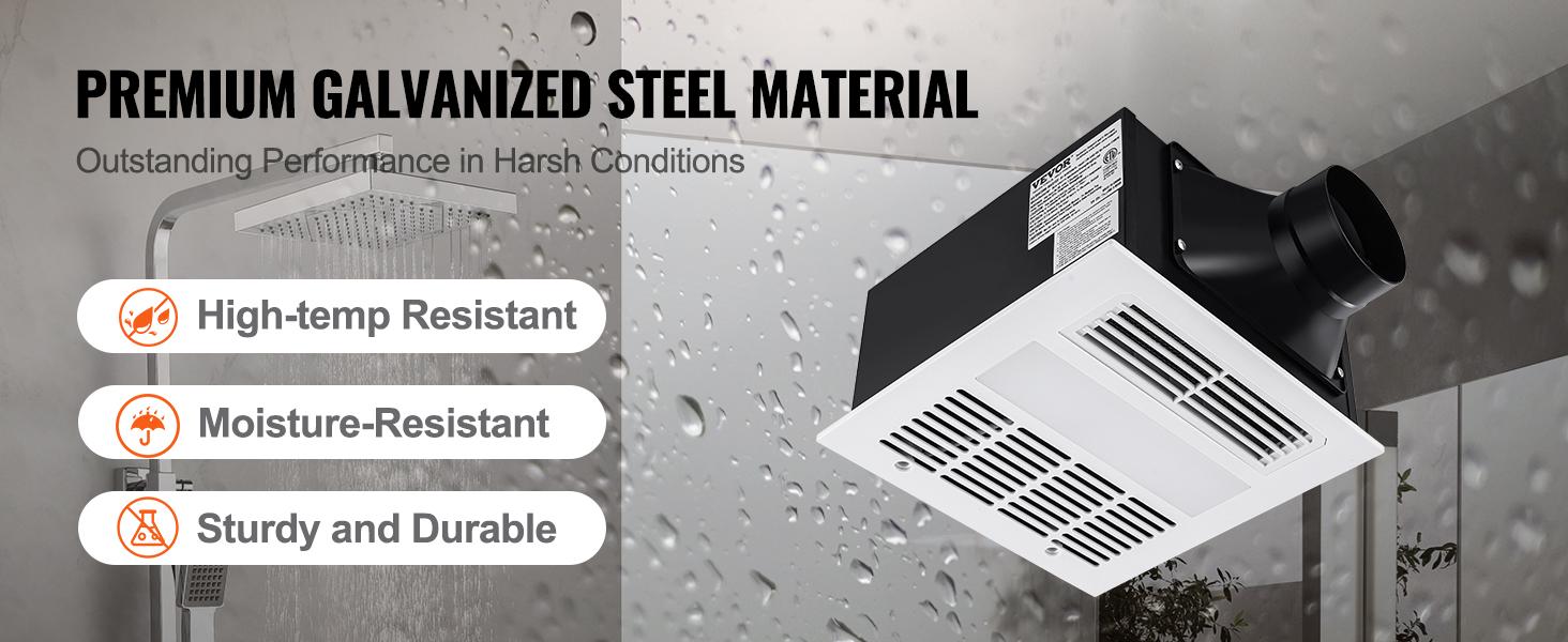 VEVOR Bathroom Exhaust Fan, 110 CFM High-Efficiency Ventilation, 1.5sones Low Noise Operation, Energy-Saving Bathroom Ceiling Fan, No Need For Attic Access, For Various Ceilings