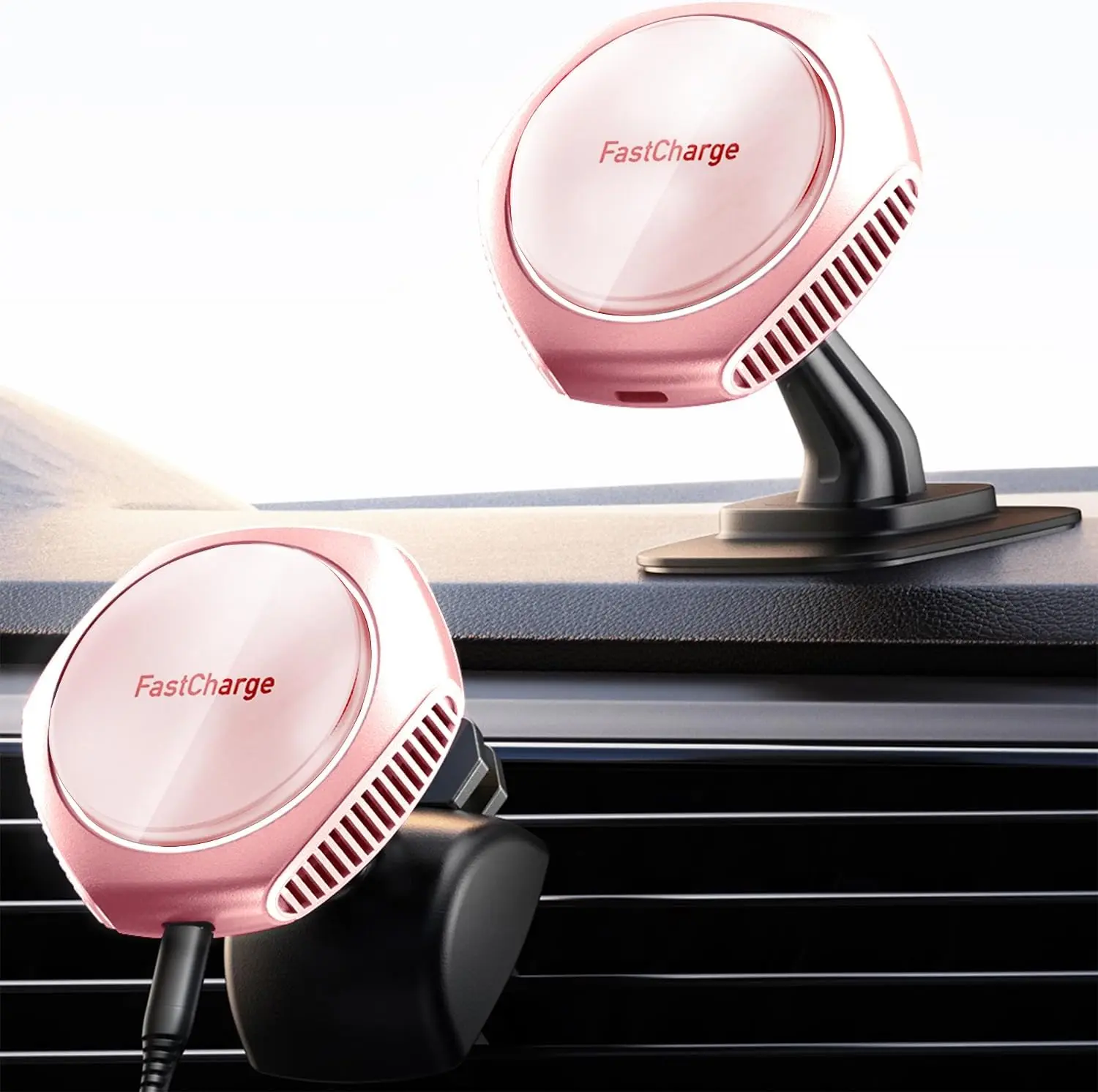 for MagSafe Car Mount Charger, 15W Fast Charging Magnetic Wireless Car Charger Phone Holder Mount Fits iPhone 15 Pro Max Plus 14 13 12 Mini MagSafe Case - Pink