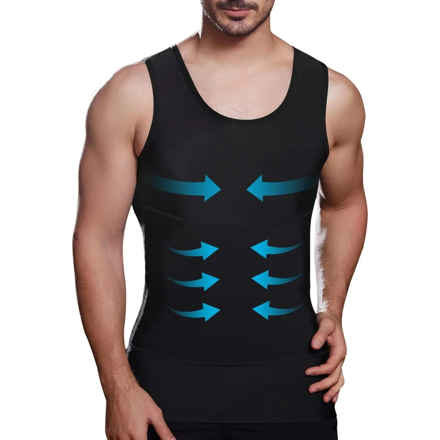 Men's Slimming Body Shaper Vest - Compression Garment for Gynecomastia & Tummy Control, Fitness Activewear Sports Vest with Quick-Change Fabric, Slimming Effect Undershirt for Athletic Use