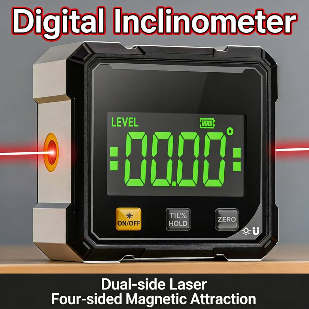 Digital Angle Finder with Electronic Laser Level,Inclinometer- 4-side Strong Magnetic Angle Gauge, Protractor,Finder Measuring Tool for Woodworking Digital Angle Finder with Electronic Laser Level,Inclinometer- 4-side Strong Magnetic Angle Gauge, Protractor,Finder Measuring Tool for Woodworking