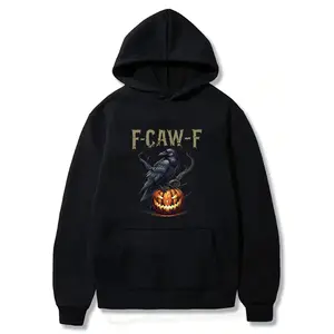 F-Caw-F Crow Hoodie, Funny Gothic Halloween Crow Hoodie, Dark Crow Pumpkin Hoodie, Black Crow Bird Halloween Costume Hoodie, Crow Lover Gift