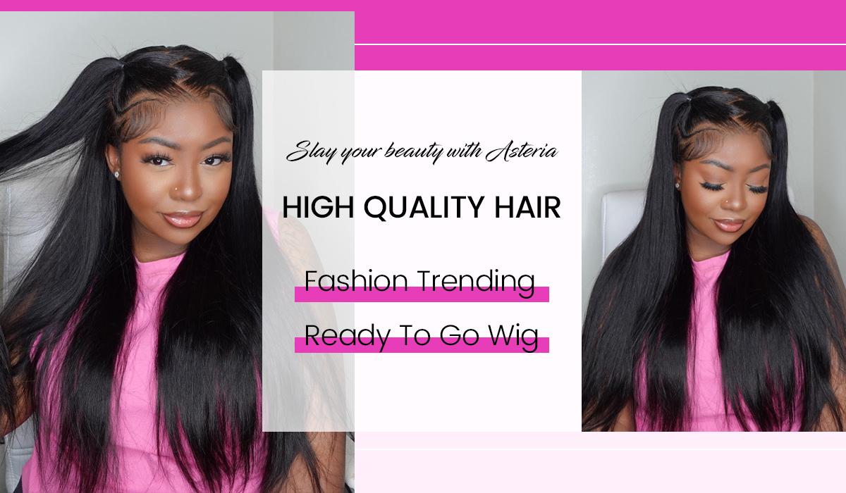 Asteria Hair Pre-Styled Straight 13x4 Glueless Ready to Go Lace Frontal Wig Human Hair Wigs Pre Bleached Beginners Glueless Wig #tiktokshopstockup