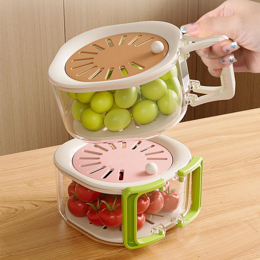 2-in-1 Kitchen Colander & Storage Basket Set - Multifunctional Fruit and Vegetable Washing Bowl with Strainer, Lid, and Handle Fruit Washer Drainer Container Set Perfect for Home and Restaurant Use Utensils, TikTokShopBlackFriday
