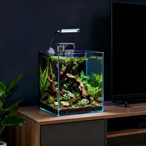 Craftsboys 1.5Gal Fish Tank, Nano Glass Aquarium with Filter, Led Light for Aquascape DIY Small Betta Fish Tank Fishtank Terrarium