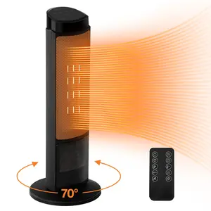 23inch Portable Space Heater with 7 Light Colors, Indoor Use, 60° Oscillation, Remote Control, Energy-Efficient & Stylish Tower Heater for Home & Office