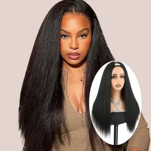 Auvzy Hair Straight V Part Wig for Black Women Long Wig Half Wig 22inch Upgrade U-Part Wig for Daily Part Use Loose Body Wigs Pre Plucked Wig