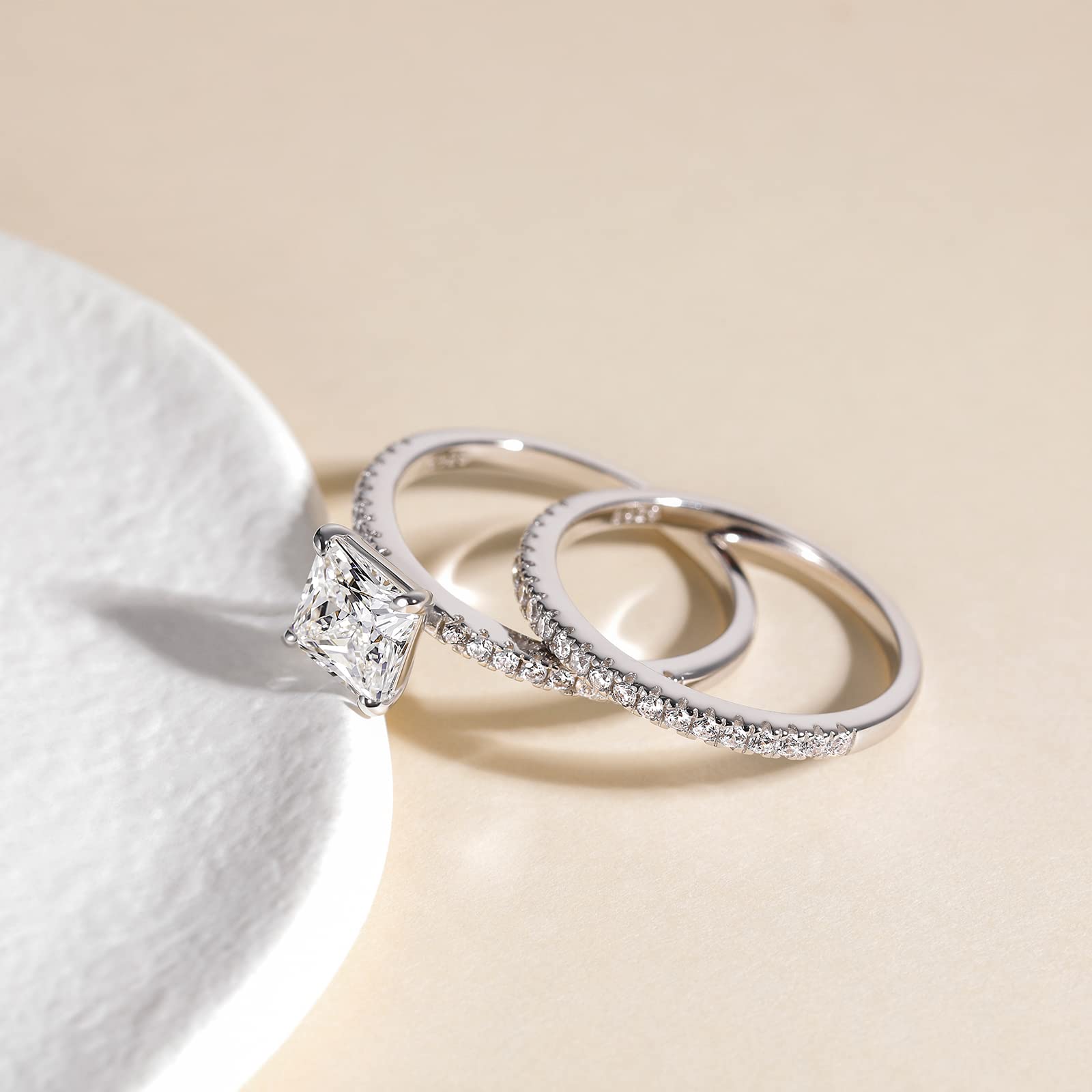 EAMTI 2CT 925 Sterling Silver Engagement Rings Cubic Zirconia Princess Cut wedding bands for Women EAMTI 2CT 925 Sterling Silver Engagement Rings Cubic Zirconia Princess Cut wedding bands for Women