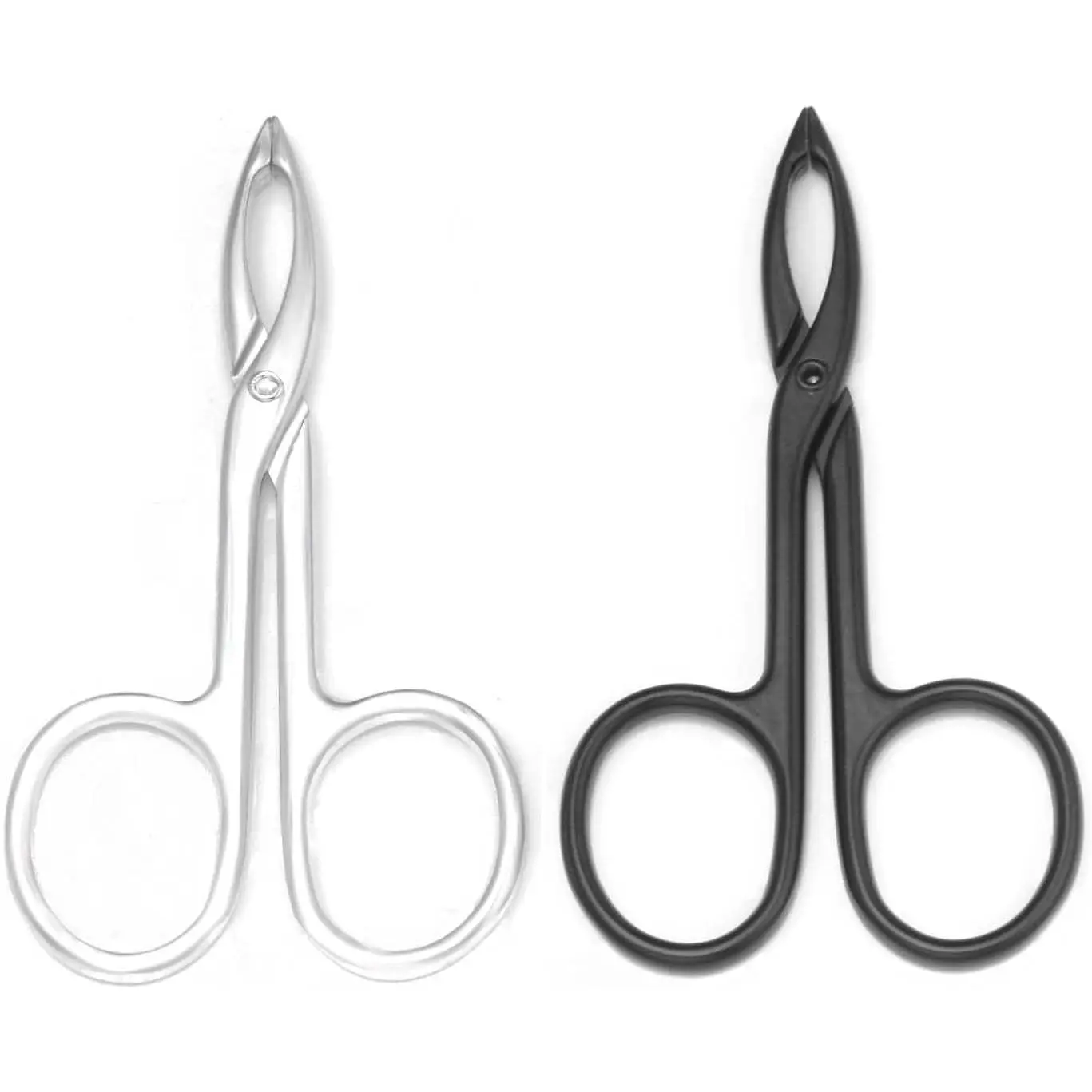 Scissor Handle Tweezers for Precise Grooming, 2-Piece Straight Tip Makeup Tool for Eyebrow and Facial Hair Removal, Silver, Makeup Accessories, Cosmetic Tool, Two Pieces