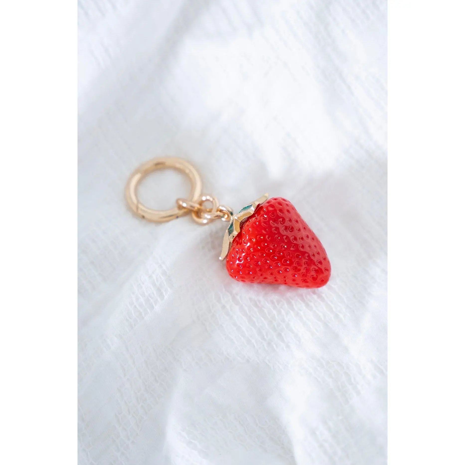 Cheeky Juicy Strawberry Luggage Charm - Cute Playful Bag Accessory, 1 Size, Clip Attachment, Adds Flair, Customizing Bags, Easy Clipping for Backpacks, All Ages, One Size, Gifting