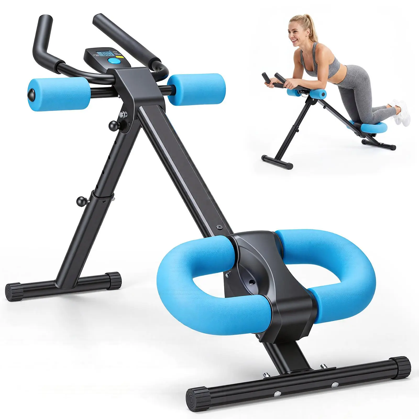 Foldable Ab Machine for Home Workouts – Adjustable Abdominal Trainer with Knee Protection, Compact Core Strengthening Equipment for Home Gym – Space-Saving Design
