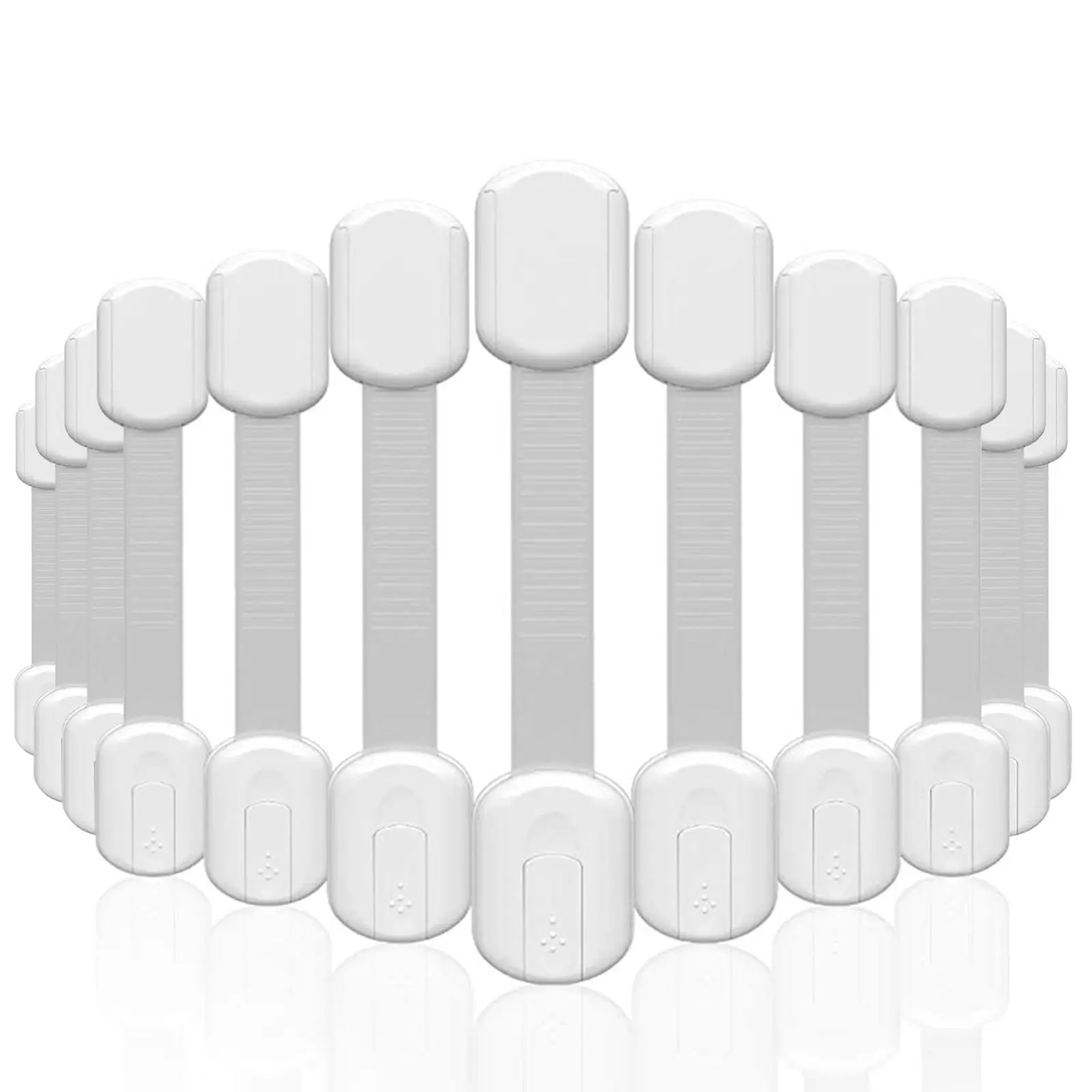 Vmaisi Multi-Use Adhesive Straps Locks - Baby Proofing Cabinet Latches for Drawers, Fridge, Dishwasher, Toilet Seat, Oven,Trash Can, No Drilling