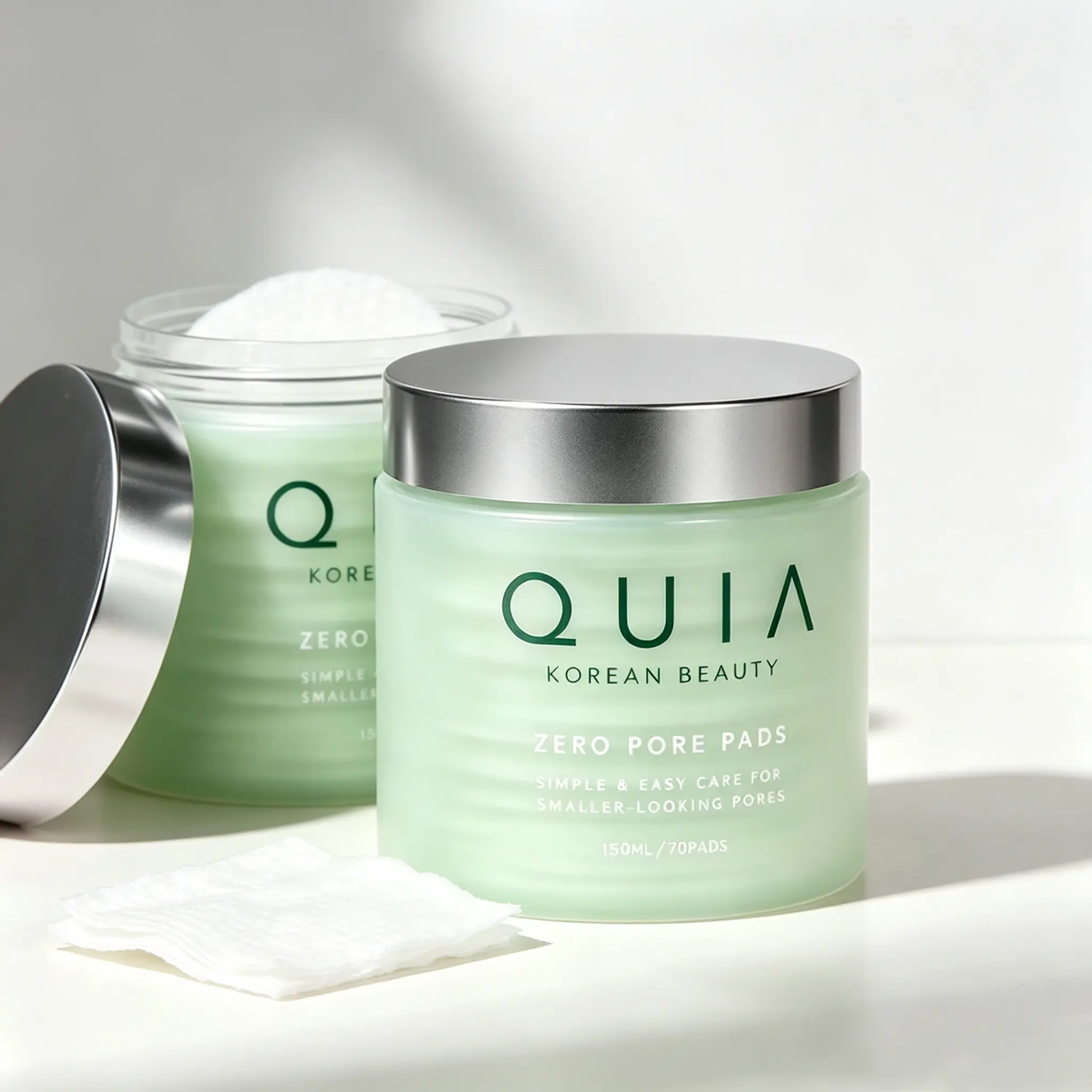 QUIA Dual-Action Cleansing Toner Pads Gentle PHA Exfoliation for Sensitive Skin, Instant Hydration, Pore Minimization, Blackhead & Blemish Control - 70 Soft-Touch Korean Textured Pack Daily Cleansing