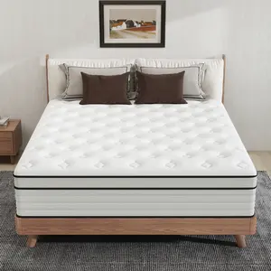 MULINATURE 12" 14" Twin Full Queen King Size Mattress Hybrid Spring with Lumbar SupportGel Memory Foam Bed In A Box Comfort Medium Firm  Ergonomic White Mattresses