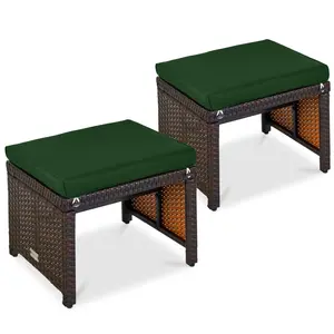 Best Choice Products Set of 2 Multipurpose Patio Wicker Ottomans w/ Removable Cushions Best Choice Products Set of 2 Multipurpose Patio Wicker Ottomans w/ Removable Cushions