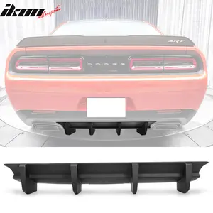 Rear Bumper Lip Diffuser for Dodge Challenger 2015-2023 Unpainted 4 Fin PP