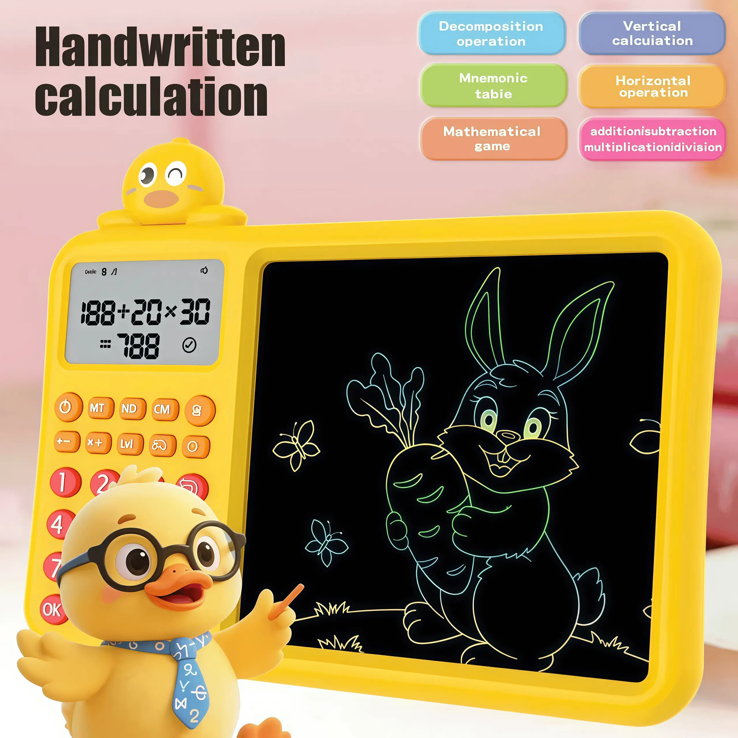 Plastic STEM Math Learning Toy - Interactive Electronic Brain Teaser for 6-8 Years Kids, Portable Design, Enhances Basic Arithmetic Skills & Cognitive Abilities, Compact Educational Party Gift for Home-Travel