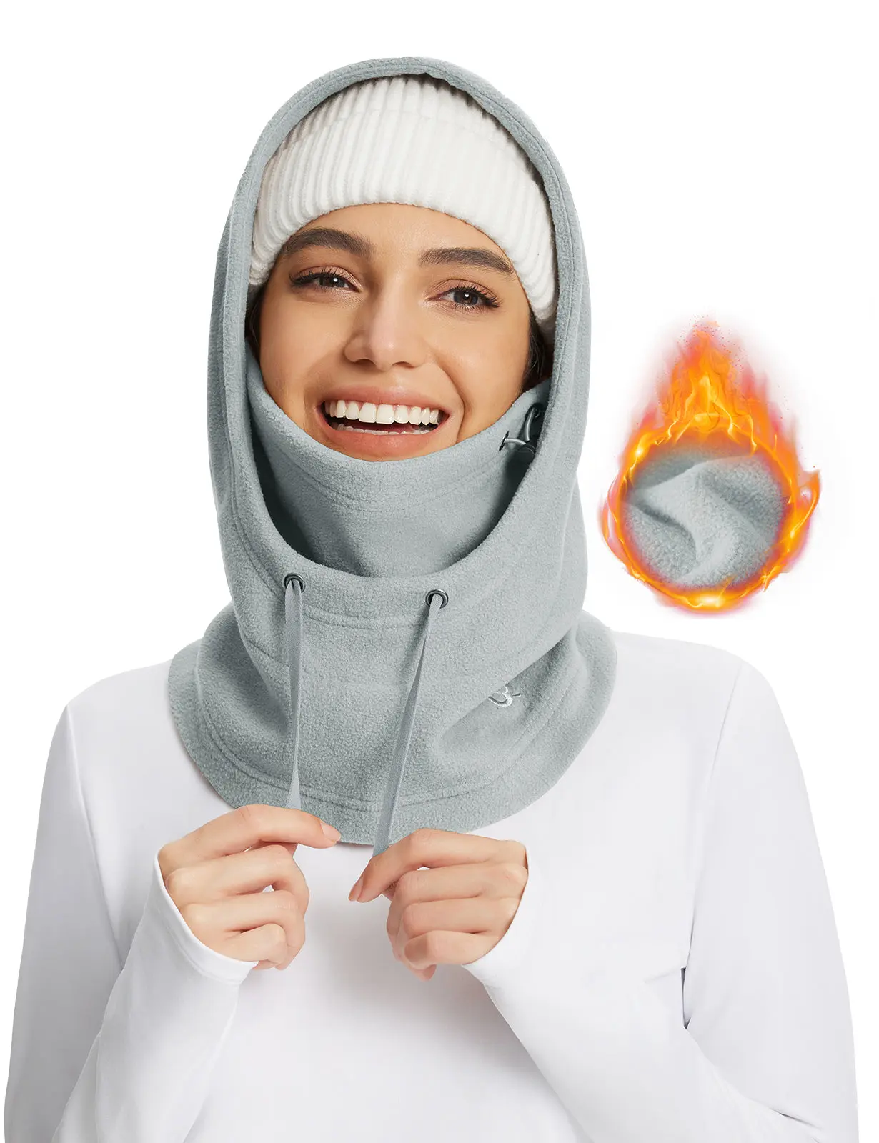 baleaf Thermal Fleece Balaclava Ski Mask for Men & Women, Wind-Resistant Hood and Face Cover for Cold Weather Outdoor Sports (Regular & Helmet Fit), Knitted Balaclava